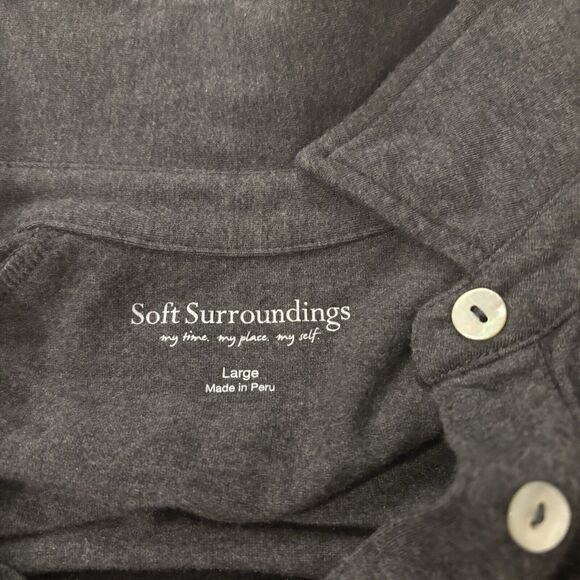 Soft Surroundings Large Long Sleeve Button Up Shirt Gray Boho Soft Layered Comfy - Picture 7 of 10